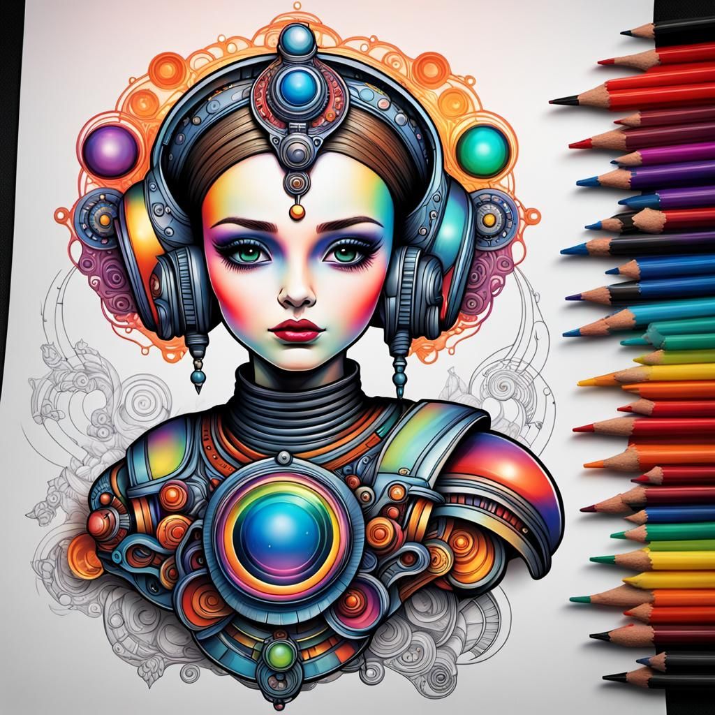 Queen Amidala with Rainbow Tattoo in Cel-Shaded Style
