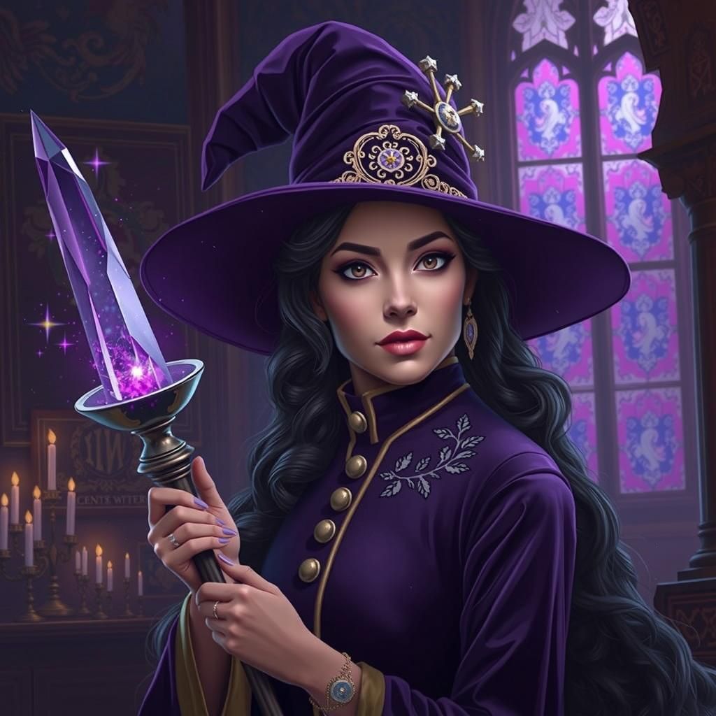 Elegant Witch Headmistress in Grand Castle Halls