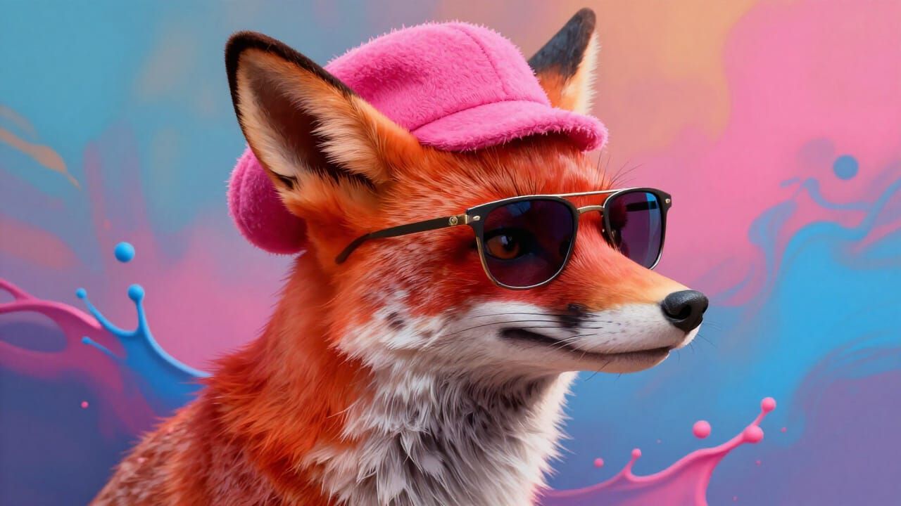 Hyperrealistic Red Fox with Punk Hair and Sunglasses