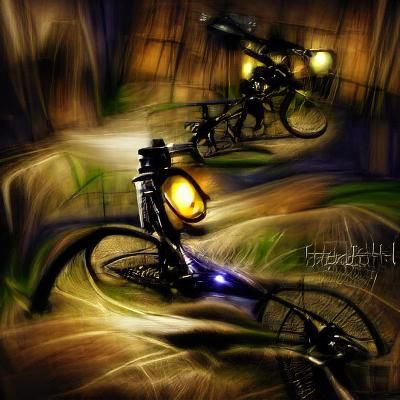 Night Bicycle Adventure with Flickering Lights