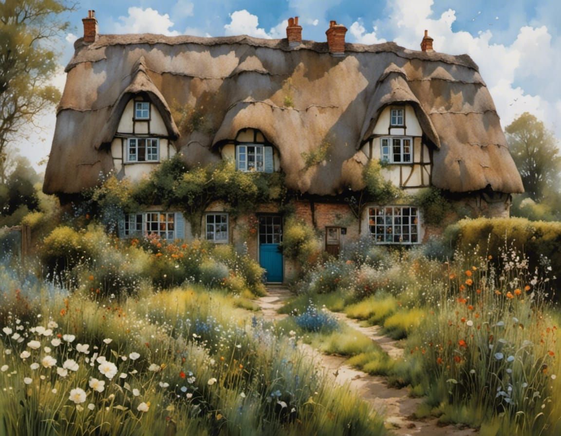 Charming Thatched House with Spring Garden
