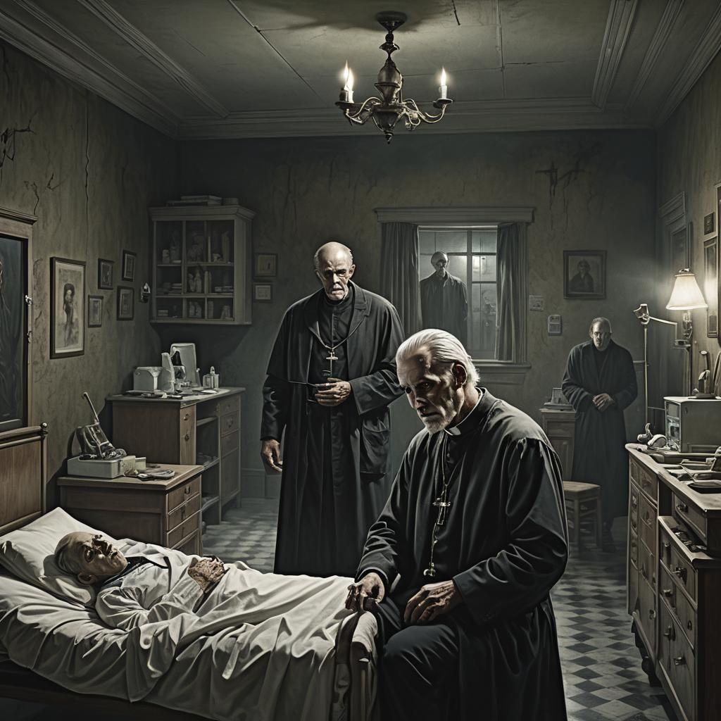 Eerie Hospital Exorcism in Dark Fantasy Style