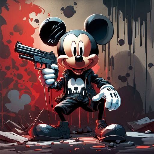 Mickey Mouse as The Punisher: Graffiti Splash Art