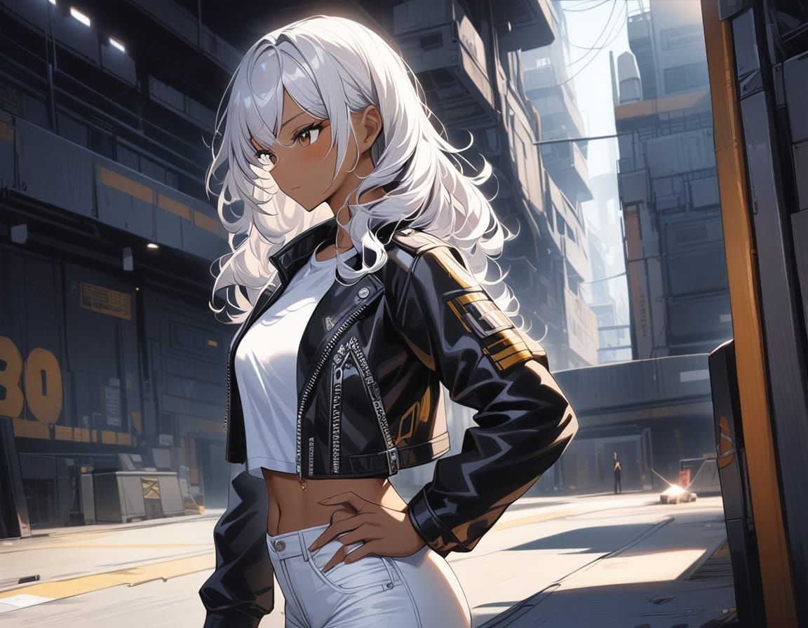 Elegant Cyberpunk Warrior Embracing Solitude in the Desert