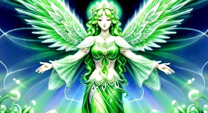 Luminous Angel with Shamrock Background in Fractal Style