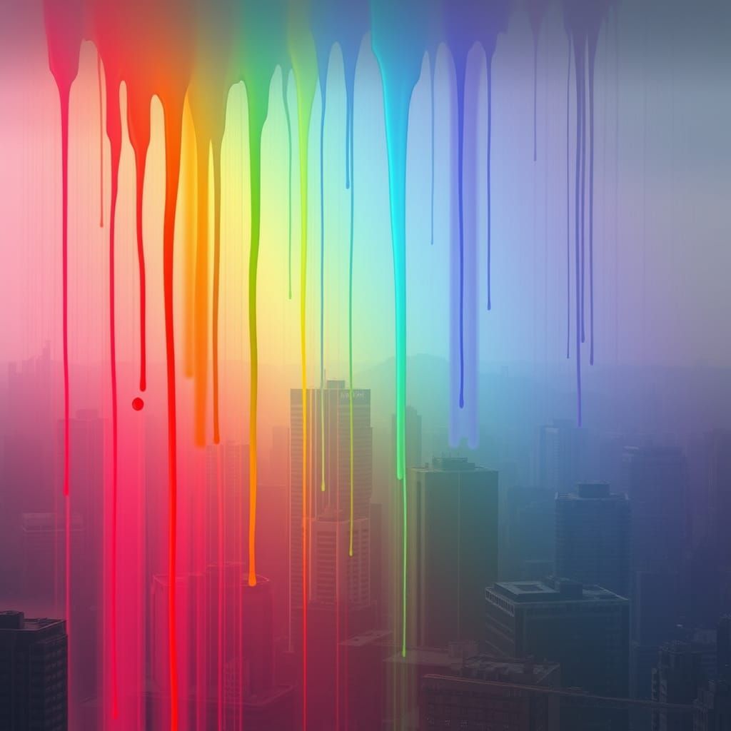 Rainbow Melts Over City in Dreamy, Surreal Style