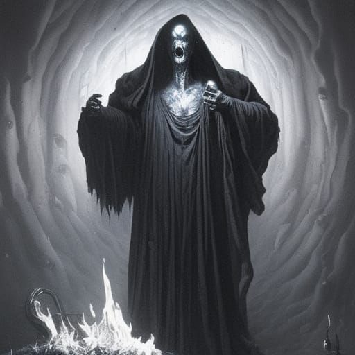 Solemn Hollow Man in Dark Fantasy Style