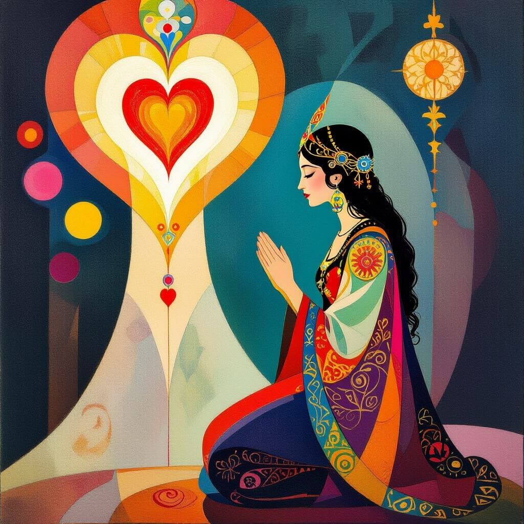 Mystical Woman and Sacred Heart in Abstract Expressionism