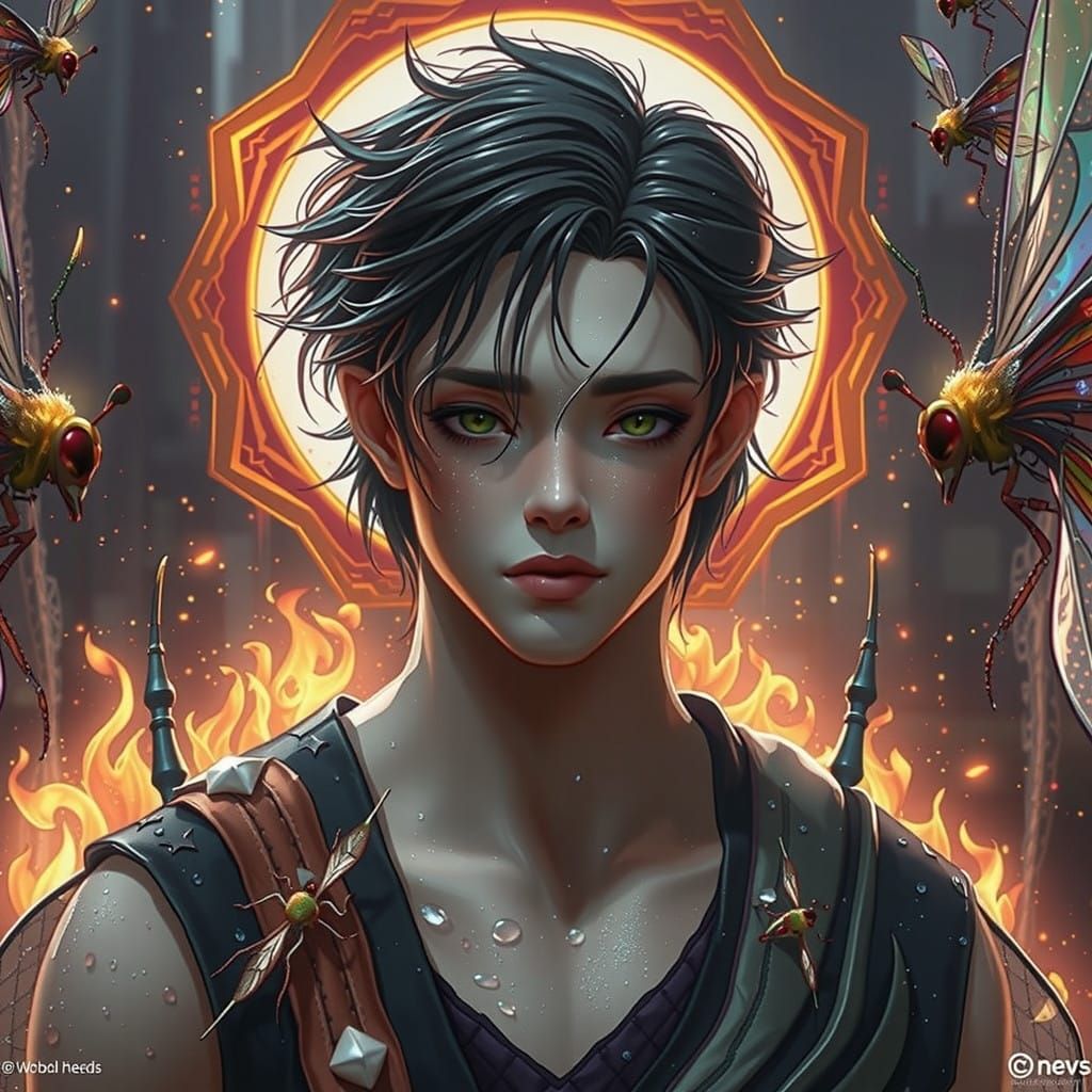 Anthropomorphic Firefly in Anime Style with Ethereal Glow