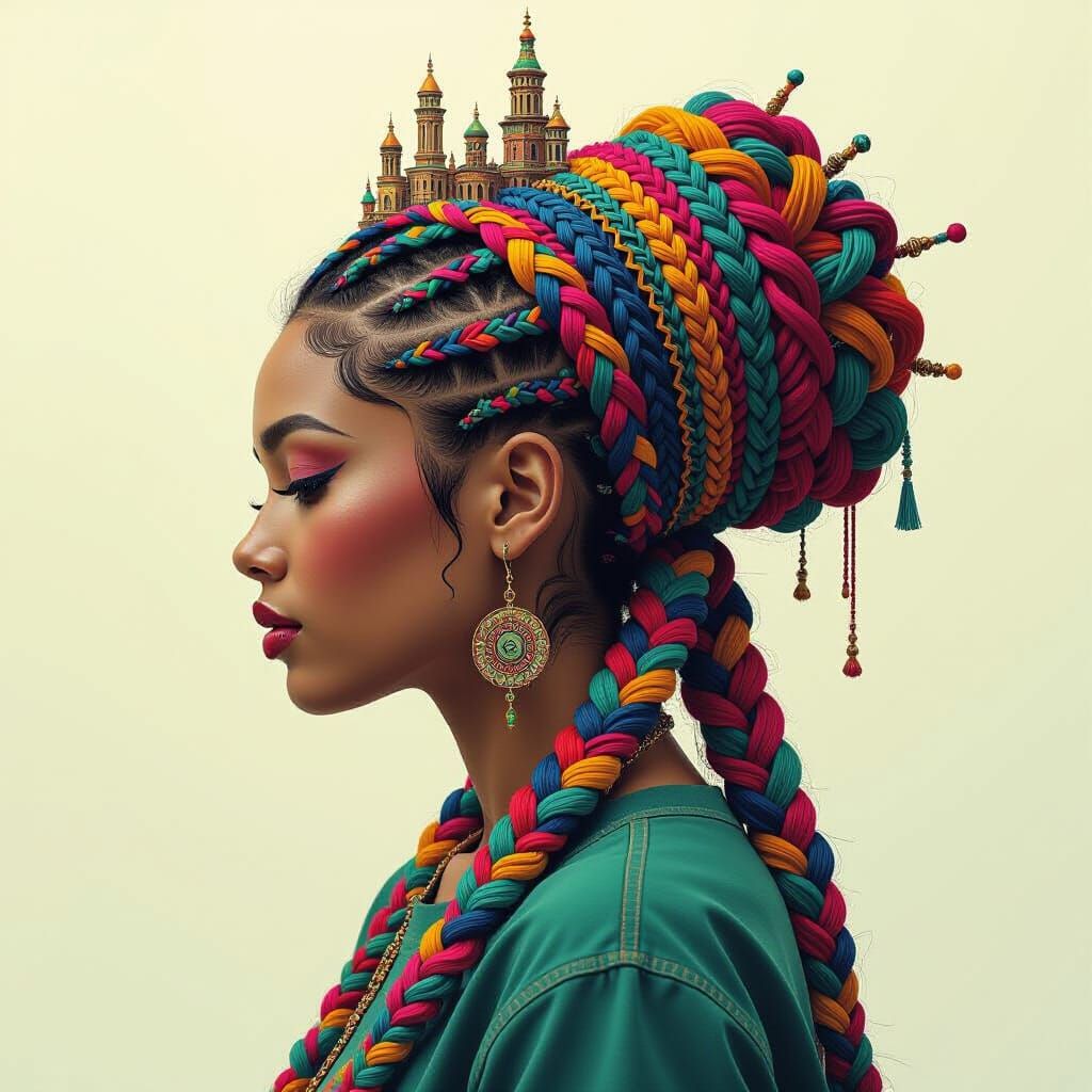 Tower of Babel Braids in Vibrant Digital Art Style