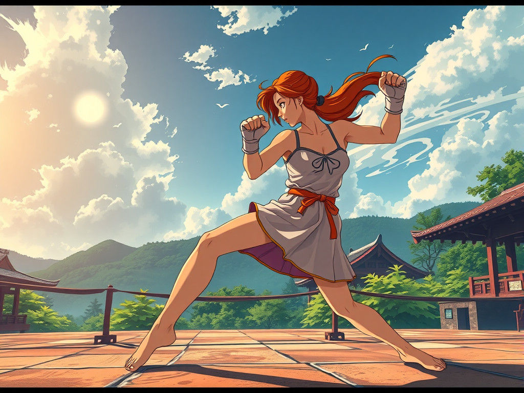 Anime-Style Kickboxer in Deep Color