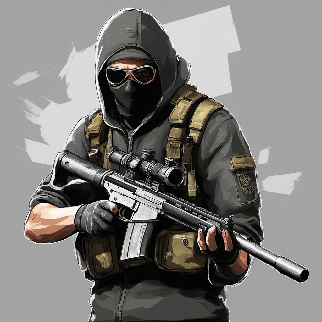 Man with AWP Sniper Rifle in CSGO Style