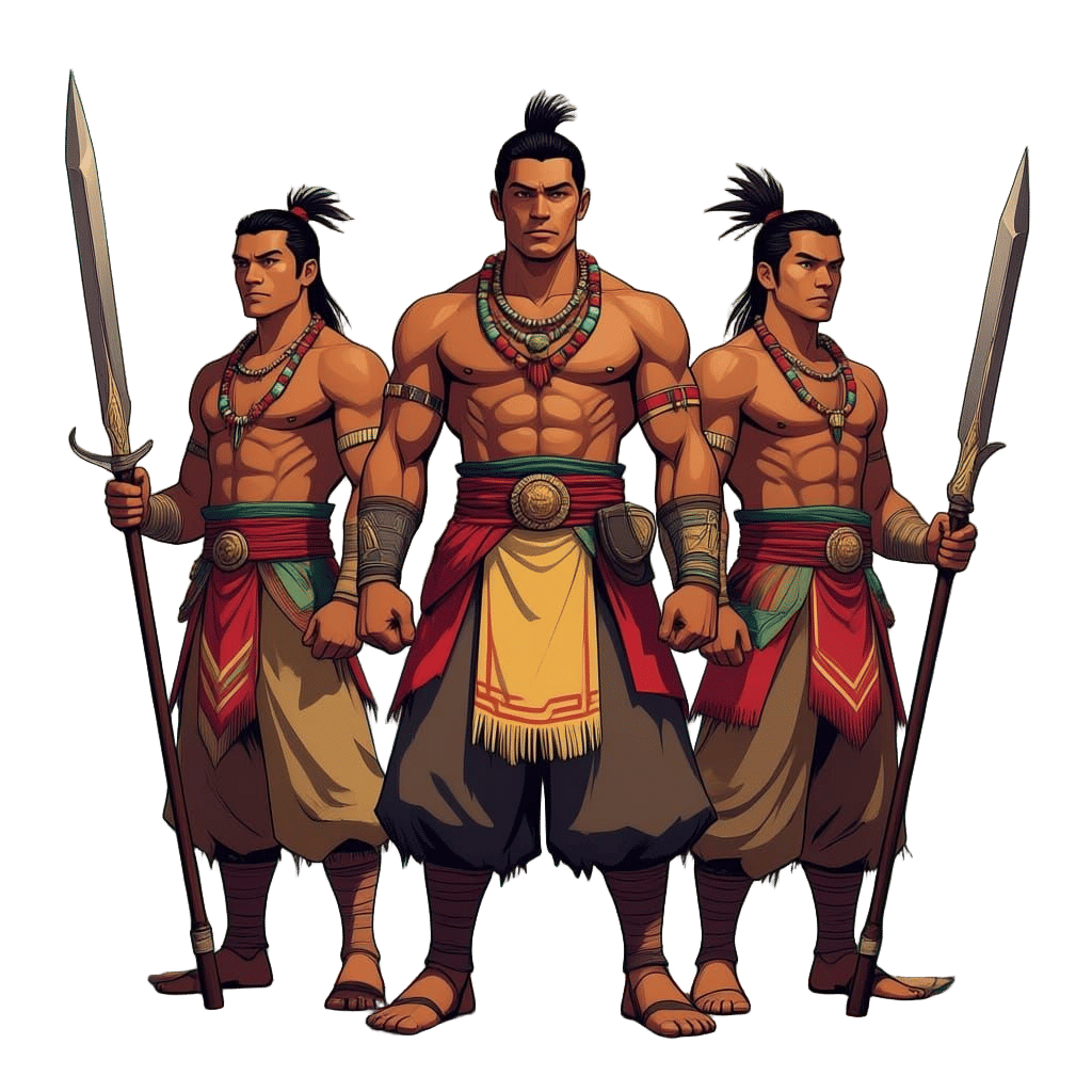 Three Men in Katutubo Outfits in Comic Style