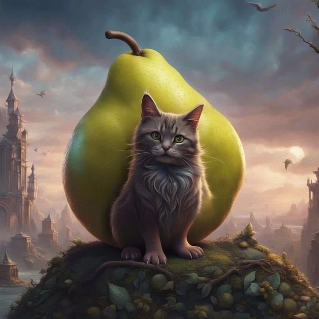 Fantastical Pear-Cat Hybrid in Deep Color