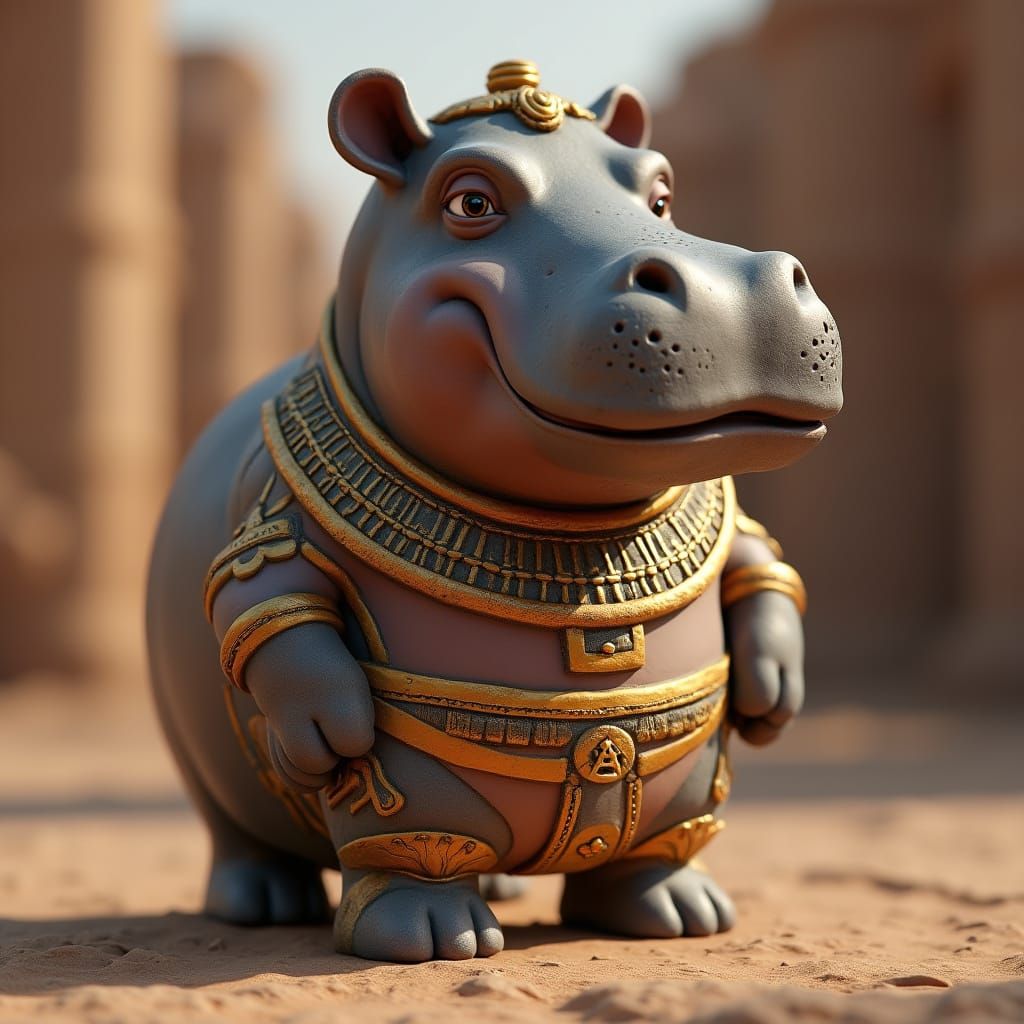 Epic Egyptian Hippo Statue in 8K 3D Masterpiece