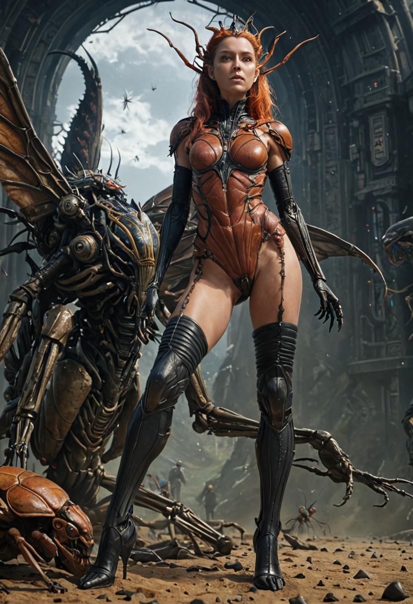 Insectoid Alien Hive Queen: Epic Digital Matte Painting