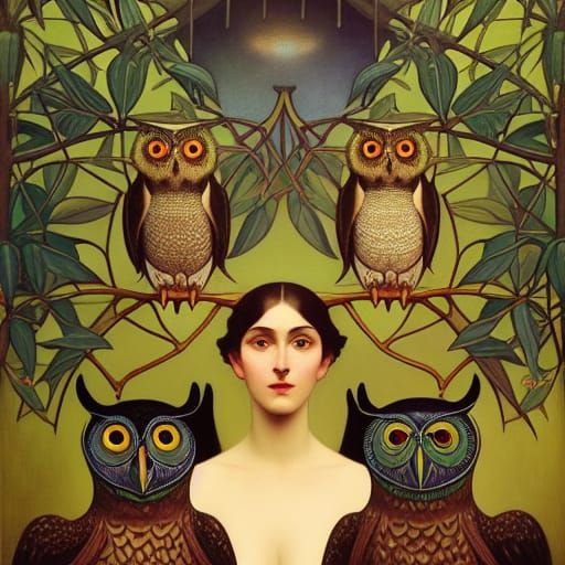 Victorian Owl Men Meeting: Arcanepunk Academic Art