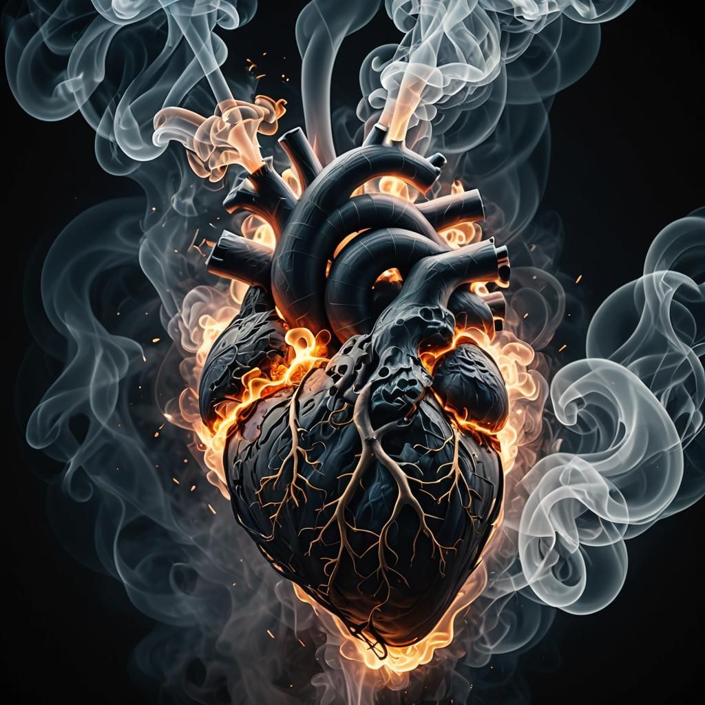 Mystical Smoke Heart in Dramatic Lighting