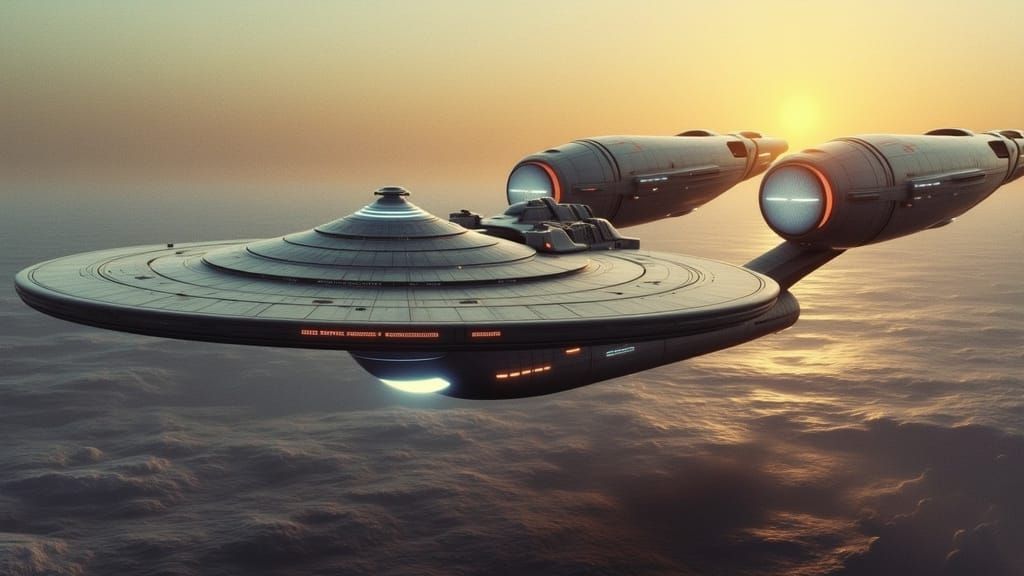 Cyberpunk Starship Emerging from the Oort Cloud