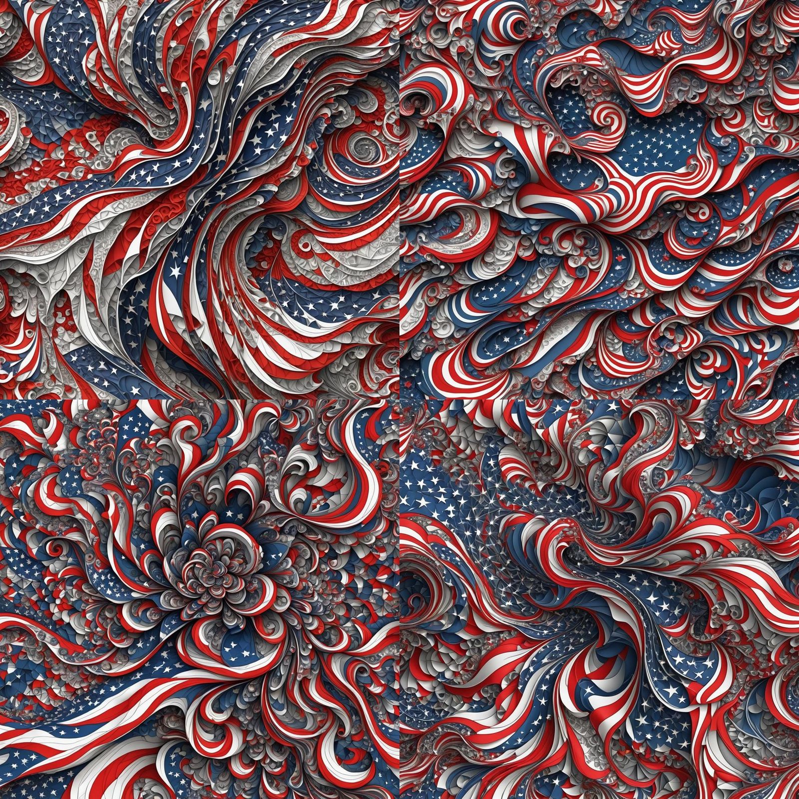 Abstract American Flag with Fractal Elements