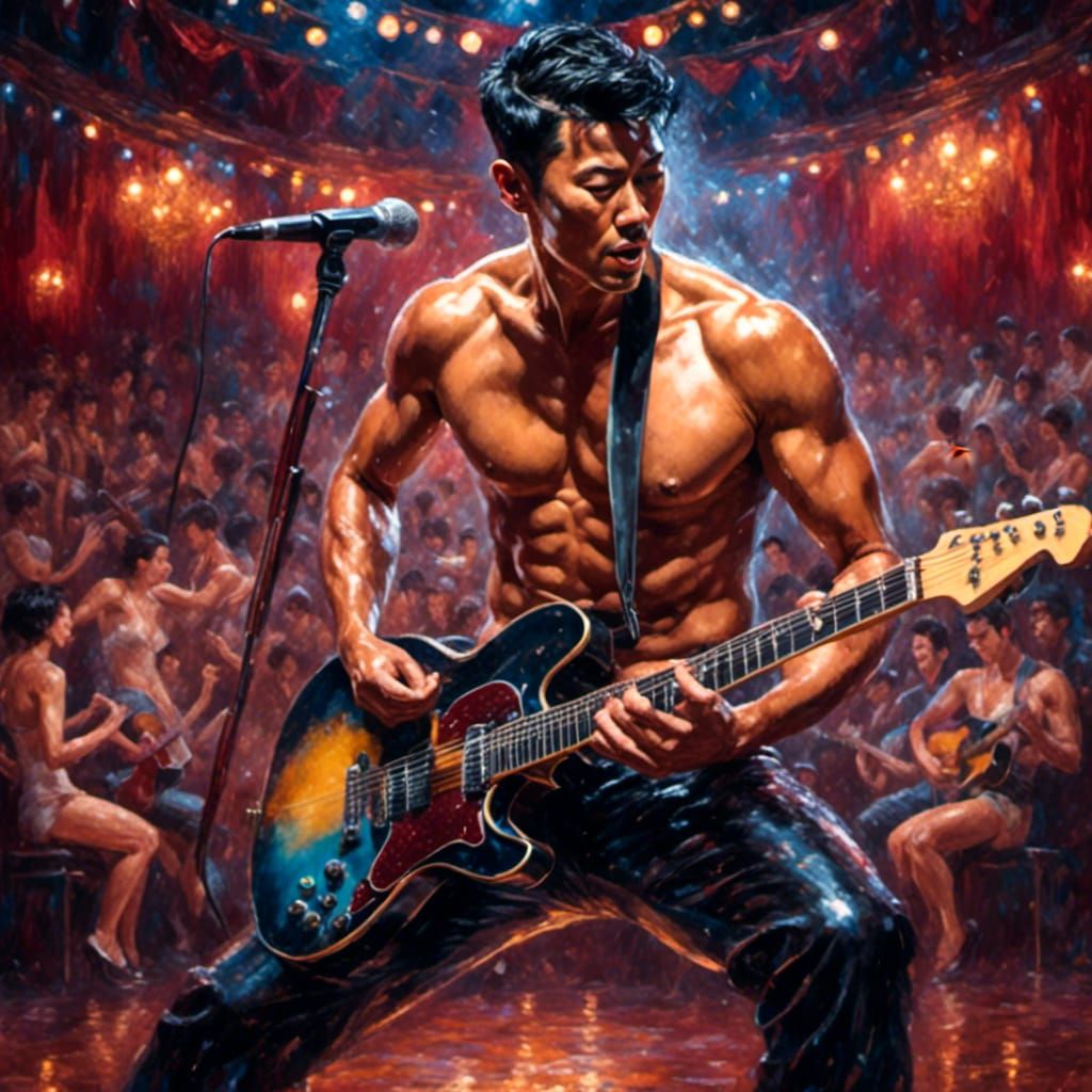 East Asian Singer's Hyperrealistic Rockabilly Performance