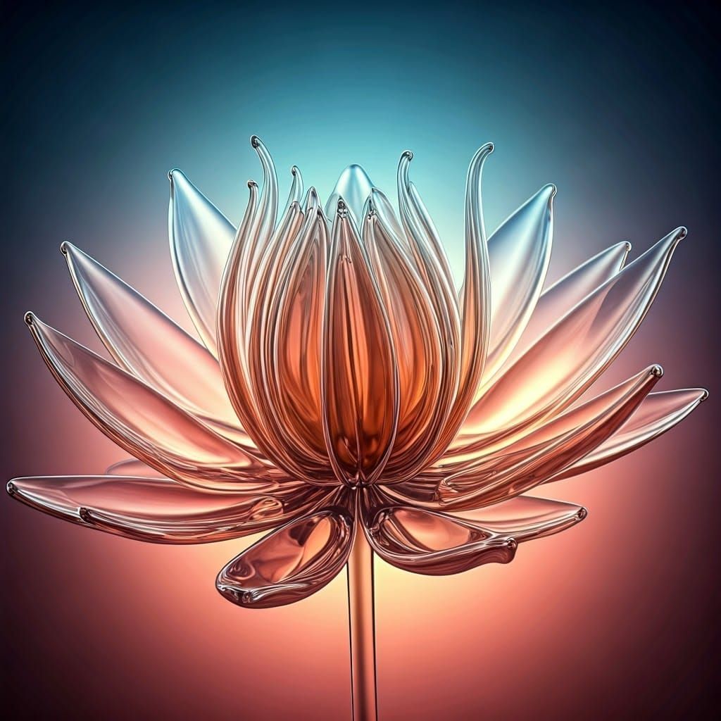 Glass Flower in Bloom, 3D Computer Art