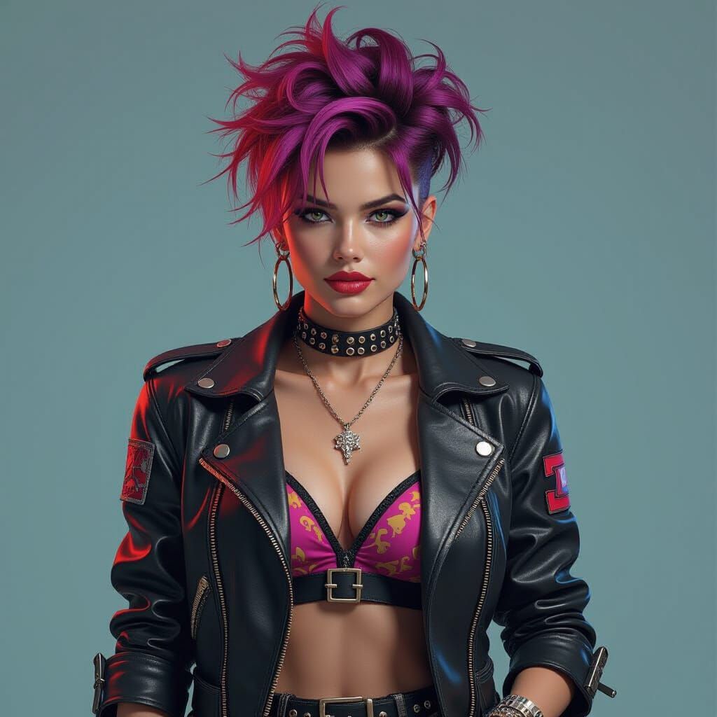 Punk Rock Portrait in Hyper-Realism Style