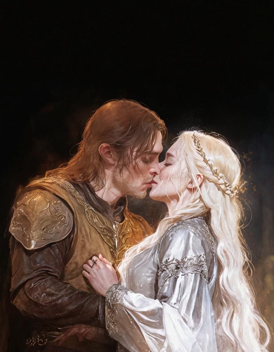 Romantic Embrace in Fantasy Concept Art