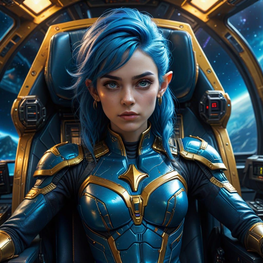 Epic Space Elf in Cinematic Comic Book Style