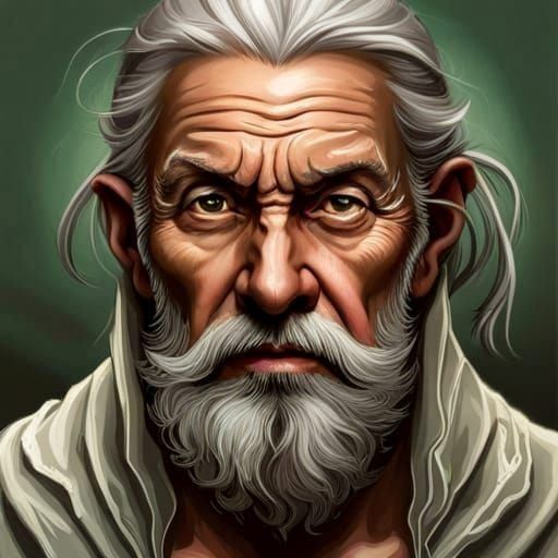 Hyperrealistic Portrait of a Scruffy Old Druid