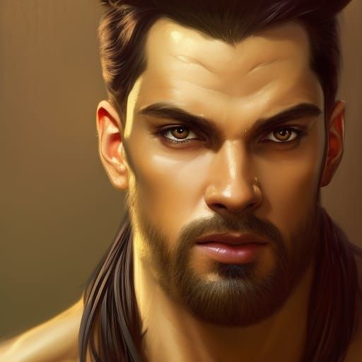 Regal Godlike Male Portrait in Art Nouveau Style