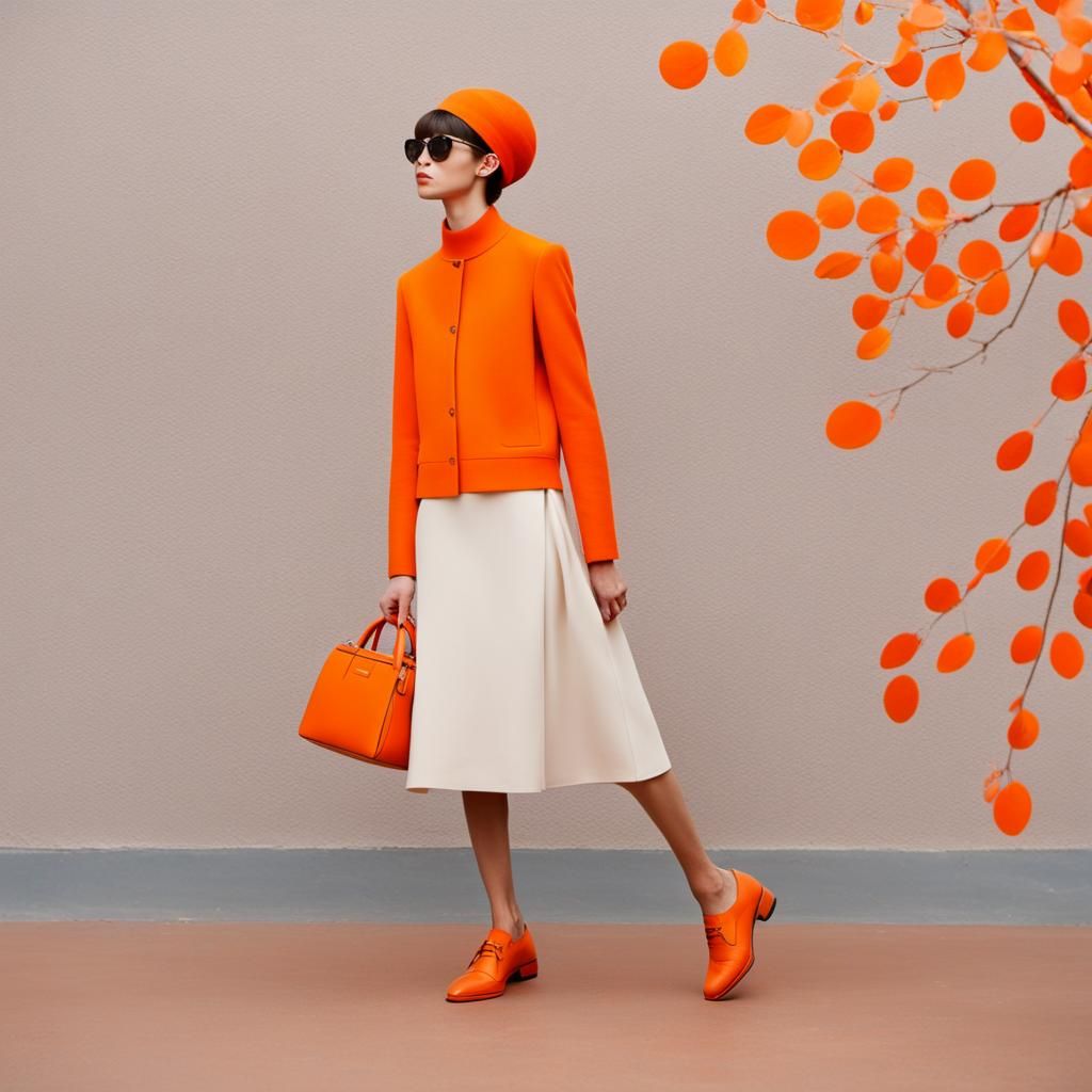 Monochromatic Orange Prada-Inspired Art