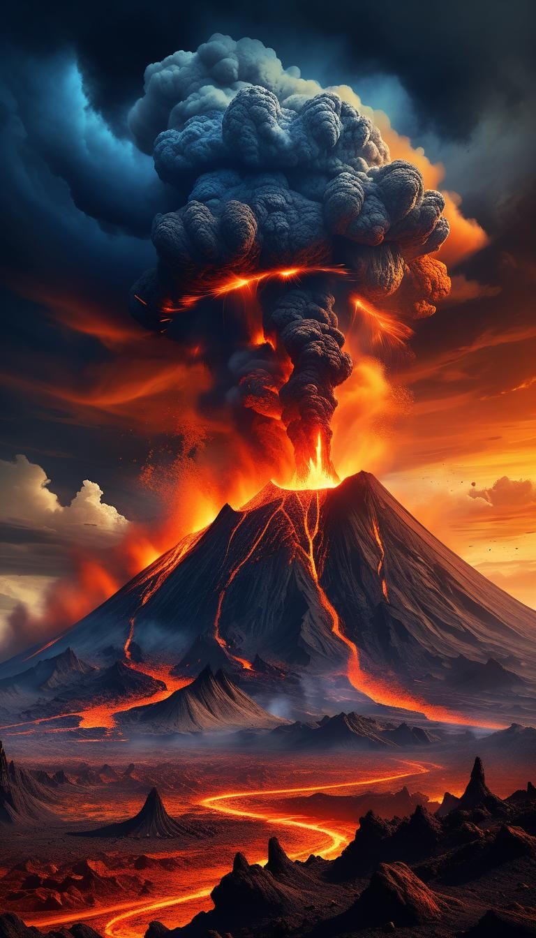 Alien Volcano Eruption: Cinematic Sci-Fi Landscape
