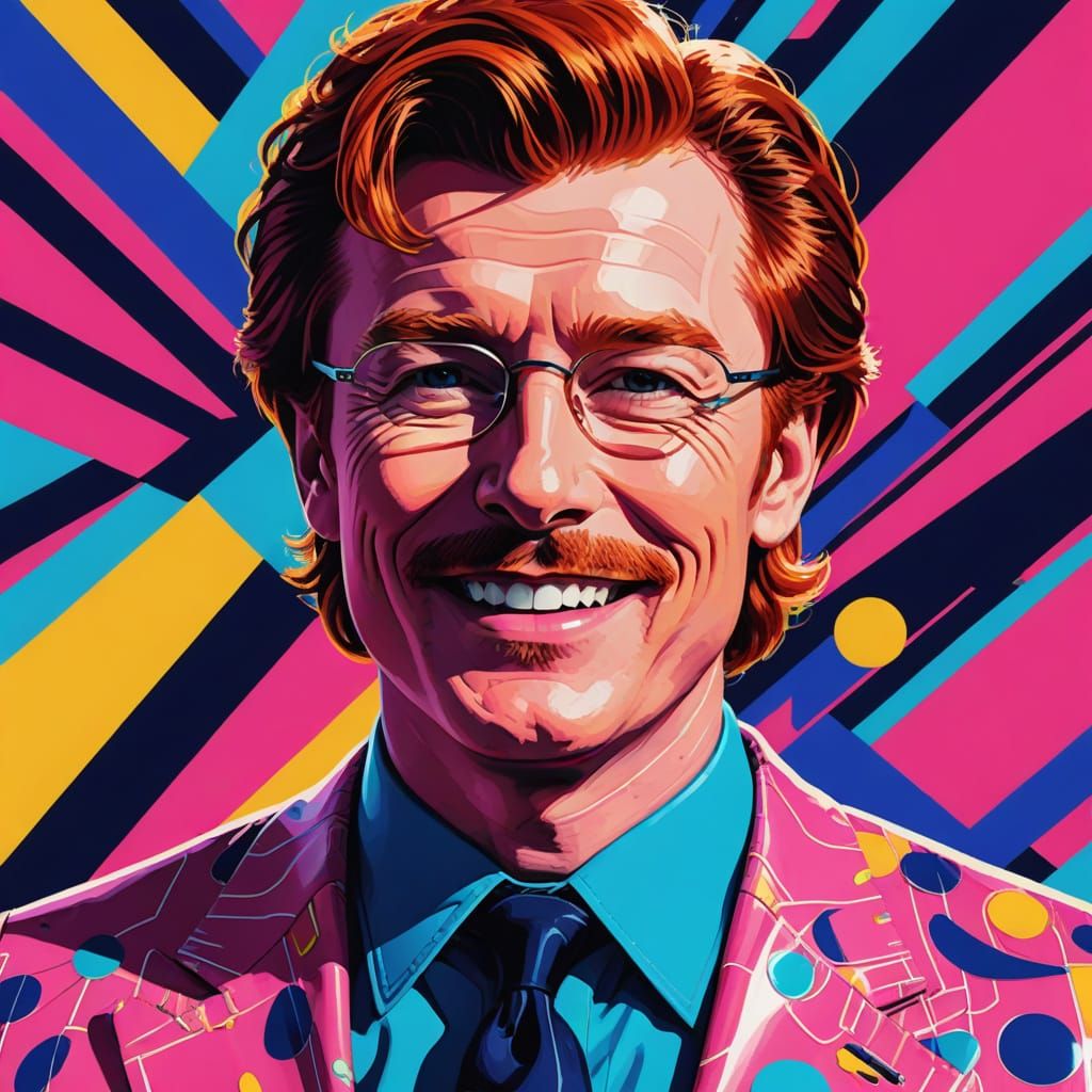 Ginger-Haired Rick Astley in Vibrant Pop Art Style