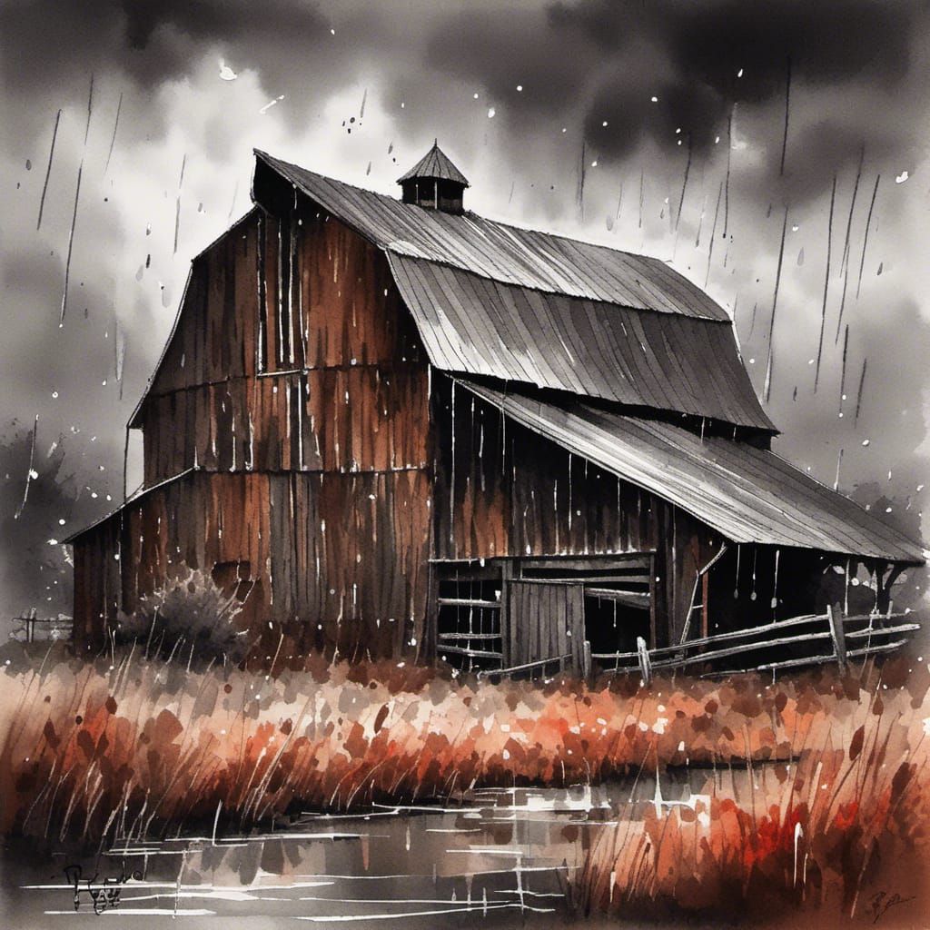 Old Barn in the rain