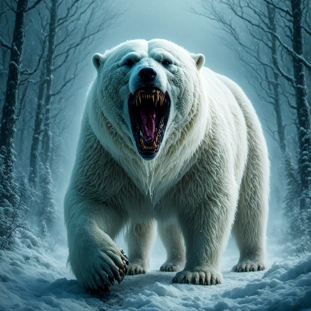 Possessed Polar Bear in Snowstorm, High Definition