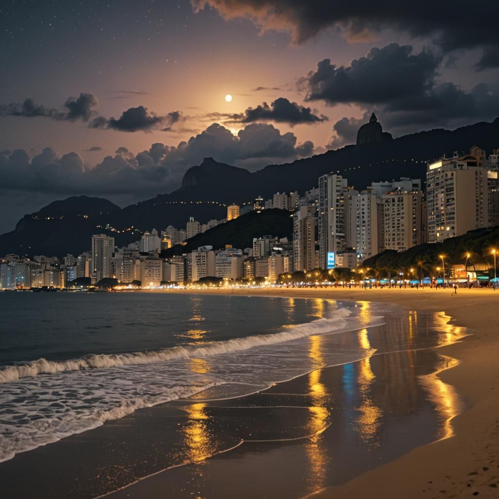 Copacabana Beach at Midnight: Digital Matte Painting