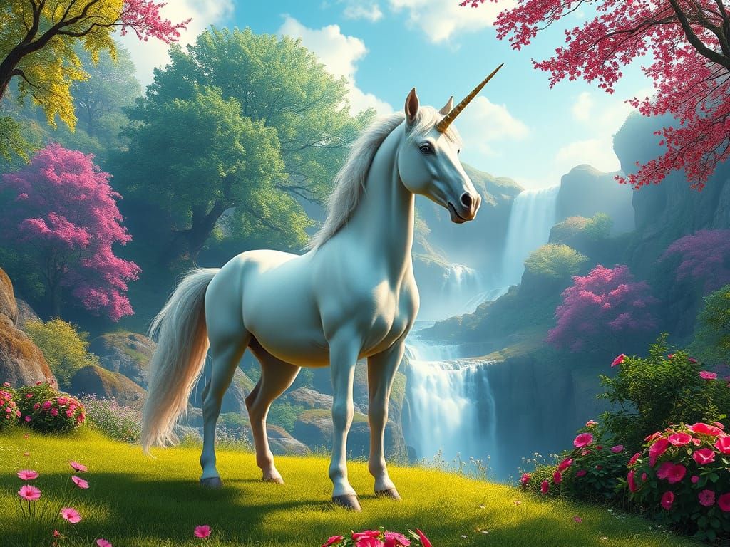 Majestic Unicorn in a Breathtaking Fantasy Realm