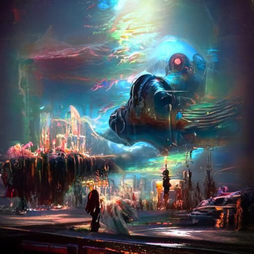 Cosmic Astral Illustration in Cyberpunk Steampunk Style