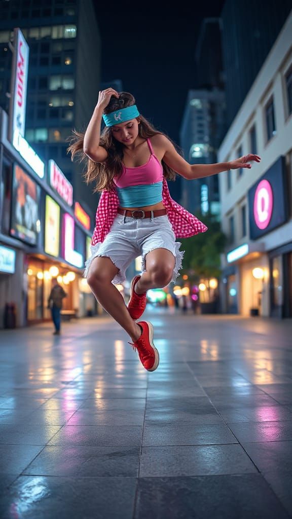 Breathtakingly Beautiful Young Dancer in Vibrant Urban Setti...