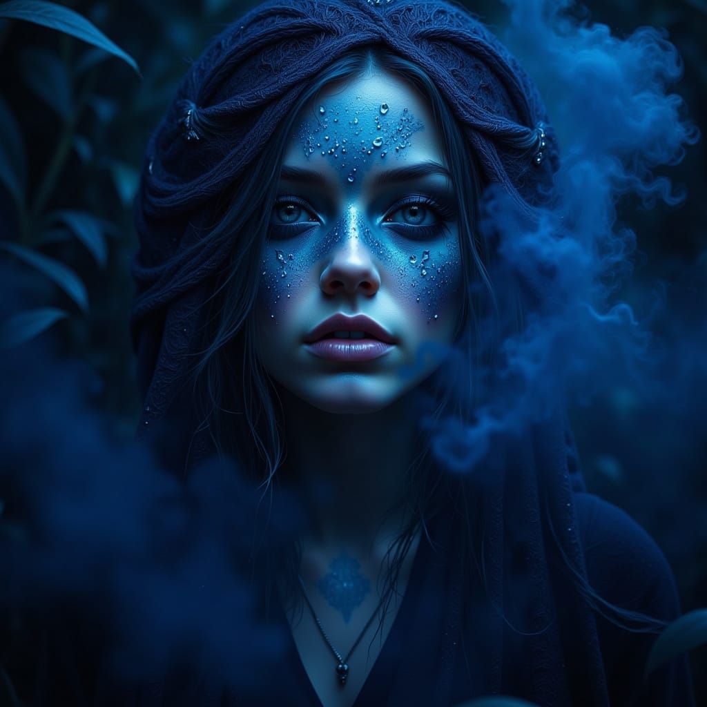 Dark Indigo Fairy Punk in a Cyberpunk Aesthetic