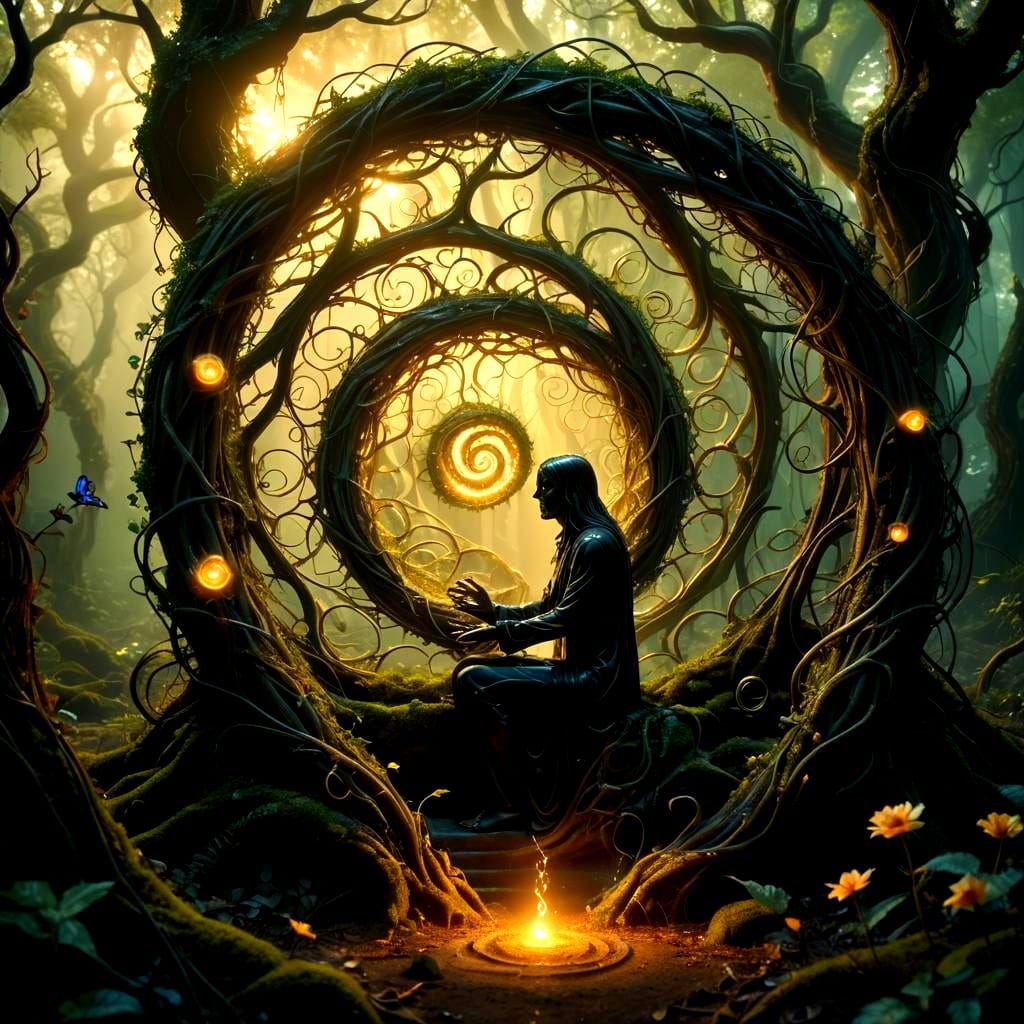 Surreal Ethereal Spiraling Forms in Precisionism Style