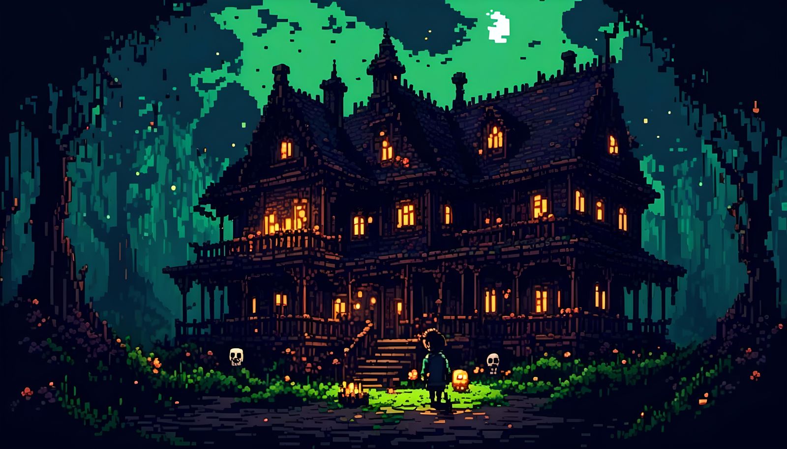 Haunted House in 2D Pixel Art Style