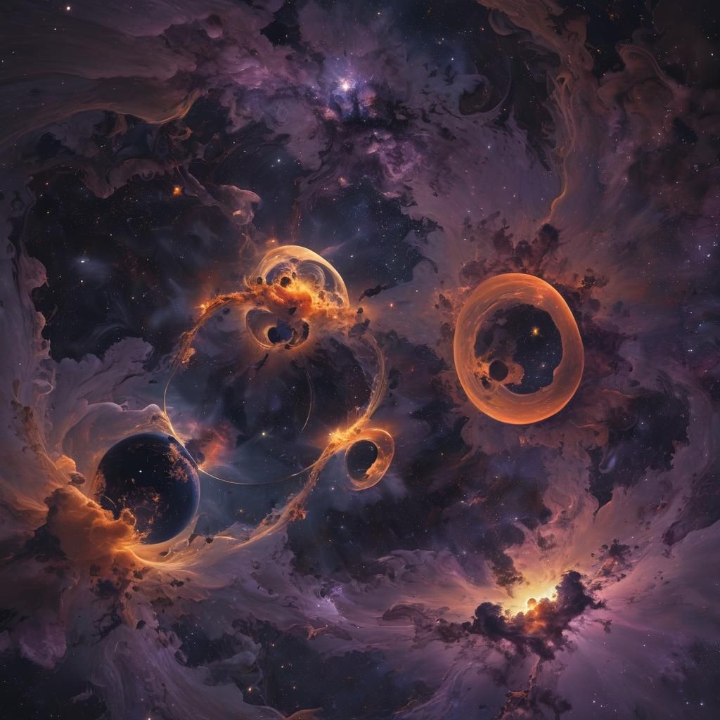 Cosmic Surrealist Dance of Celestial Bodies