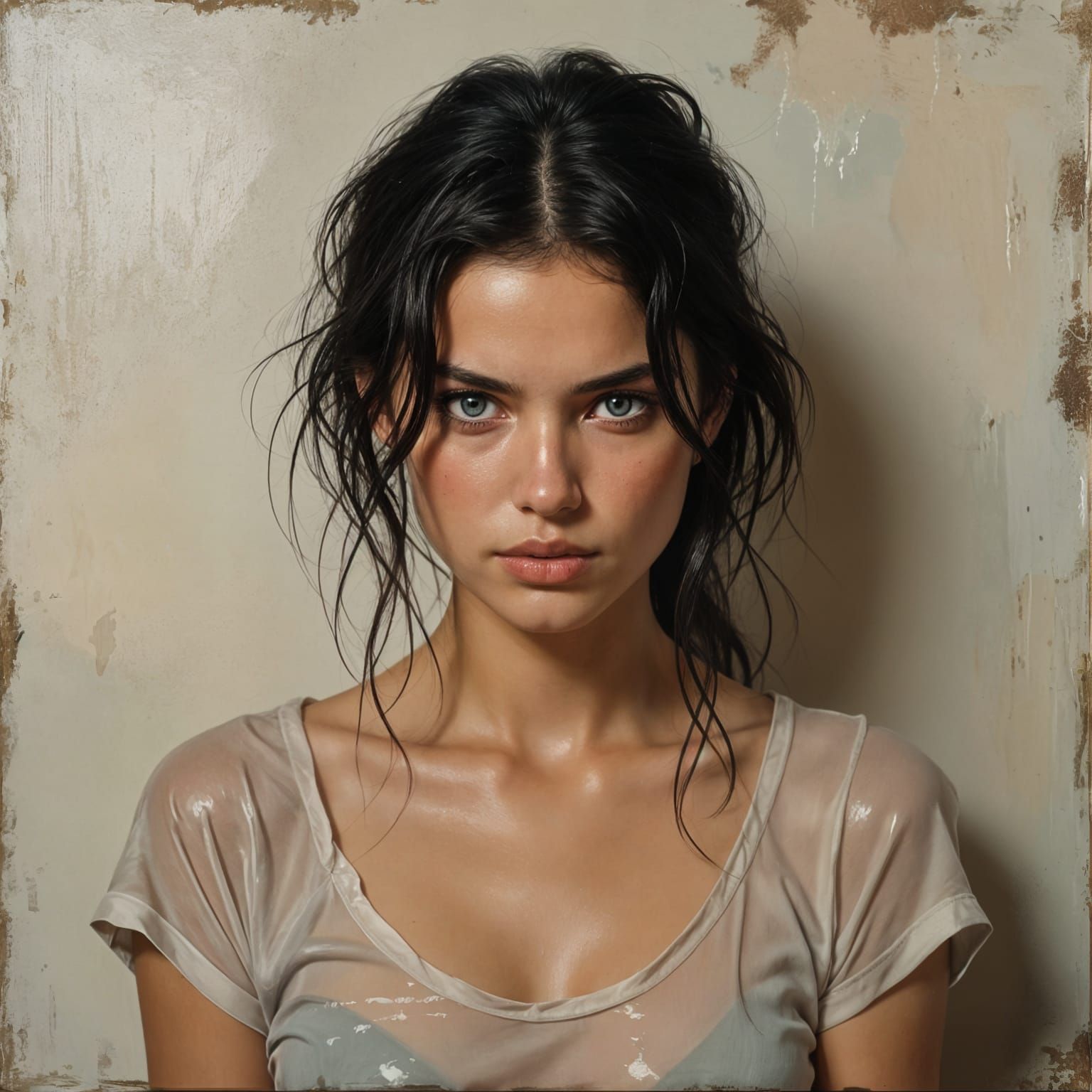Expressive Portrait of Young Woman in Classical Oil Style