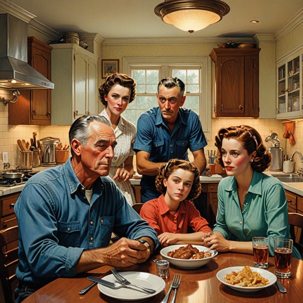 Heartwarming Family Scene as Painterly Illustration