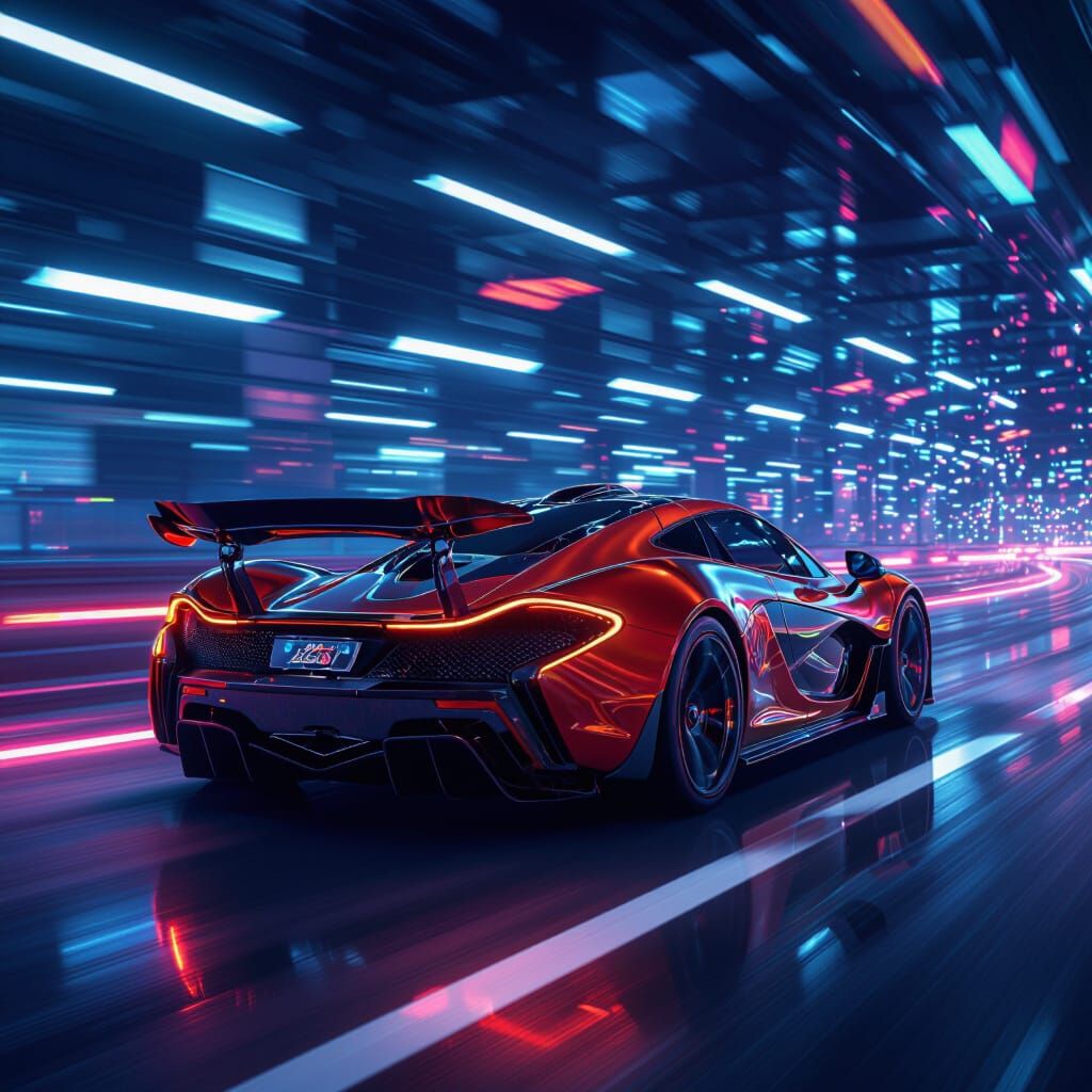 McLaren P1 Races in Neon-Lit Future