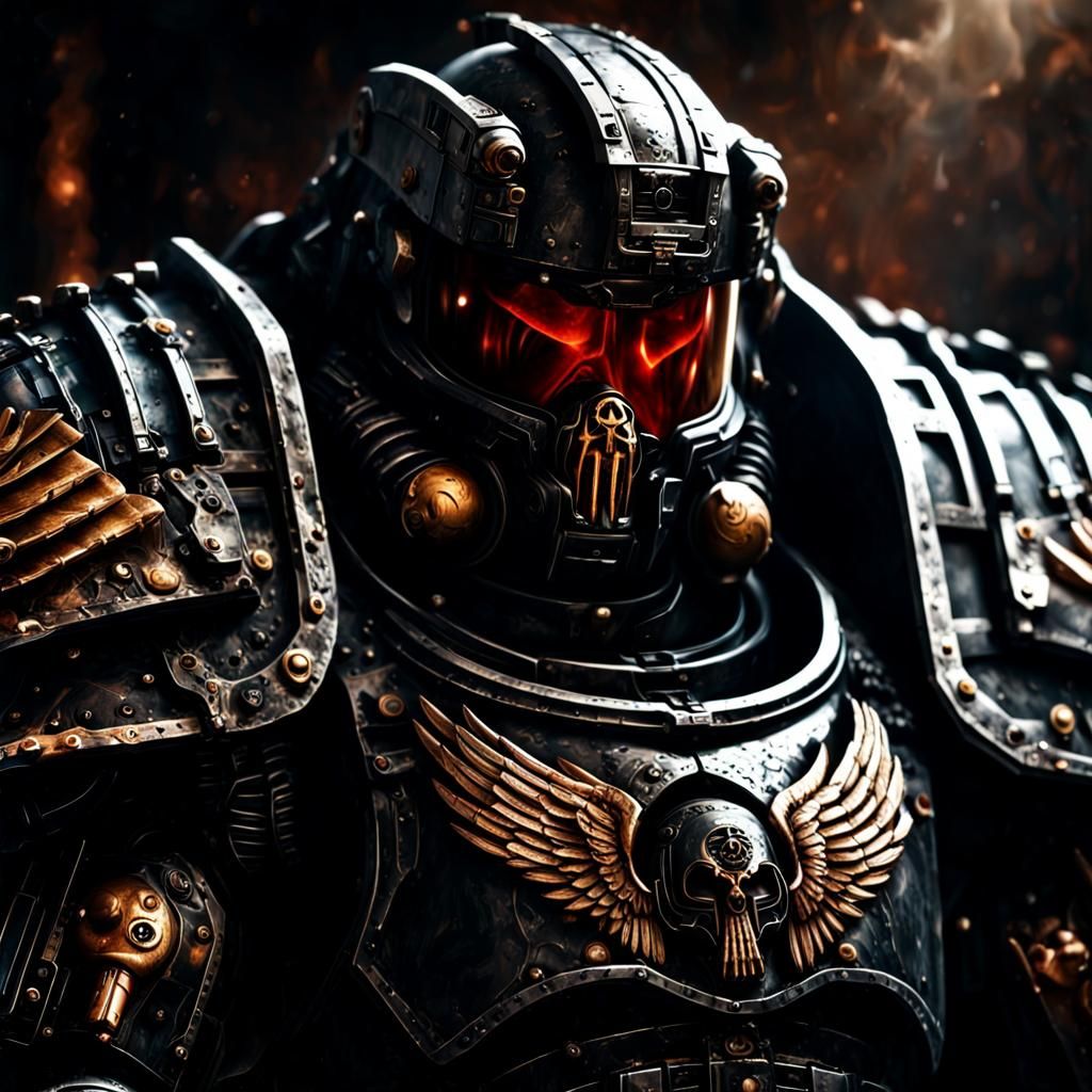 Hyperrealistic Dark Angel Space Marine Portrait