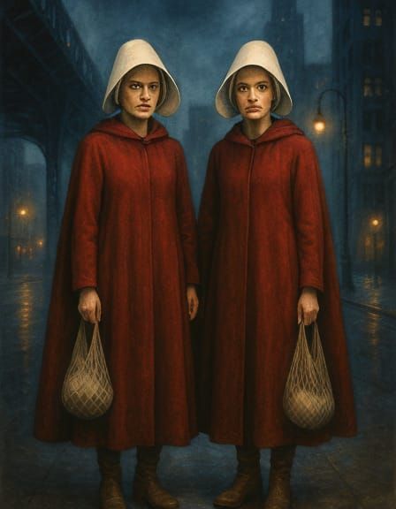 Women in Red Coats: An Atmospheric Film Still