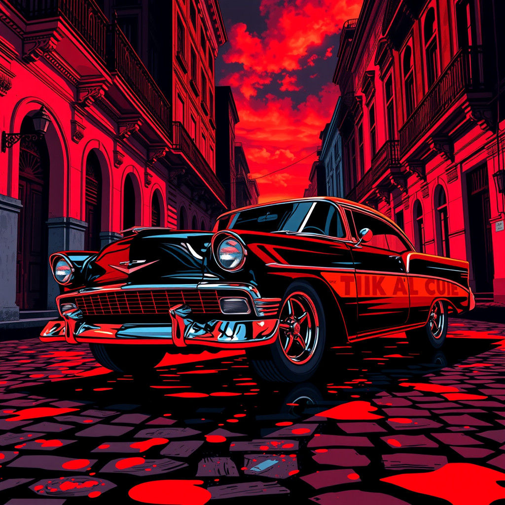 1950s Chevy Bel Air in Comic Book Style